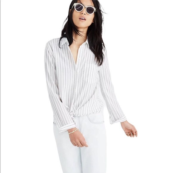 Madewell Tops - MADEWELL Tie-Front Shirt in Darcy Stripe